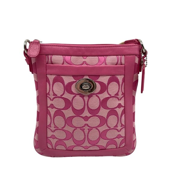 Coach Handbags - Coach Pink Signature Canvas Crossbody Bag 42664